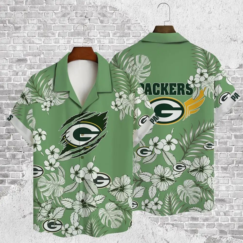 Green Bay Packers Hawaiian Shirt Tropical Paradise Breeze Design