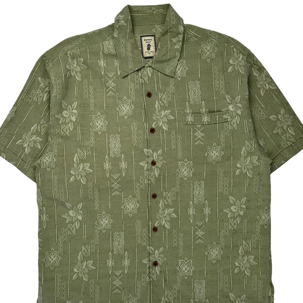 Jamaica Jaxx Floral Hawaiian Shirt - XL Green Cotton