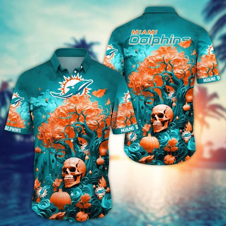 Miami Dolphins Hawaiian Shirt Halloween Spirit Football Fan Tee
