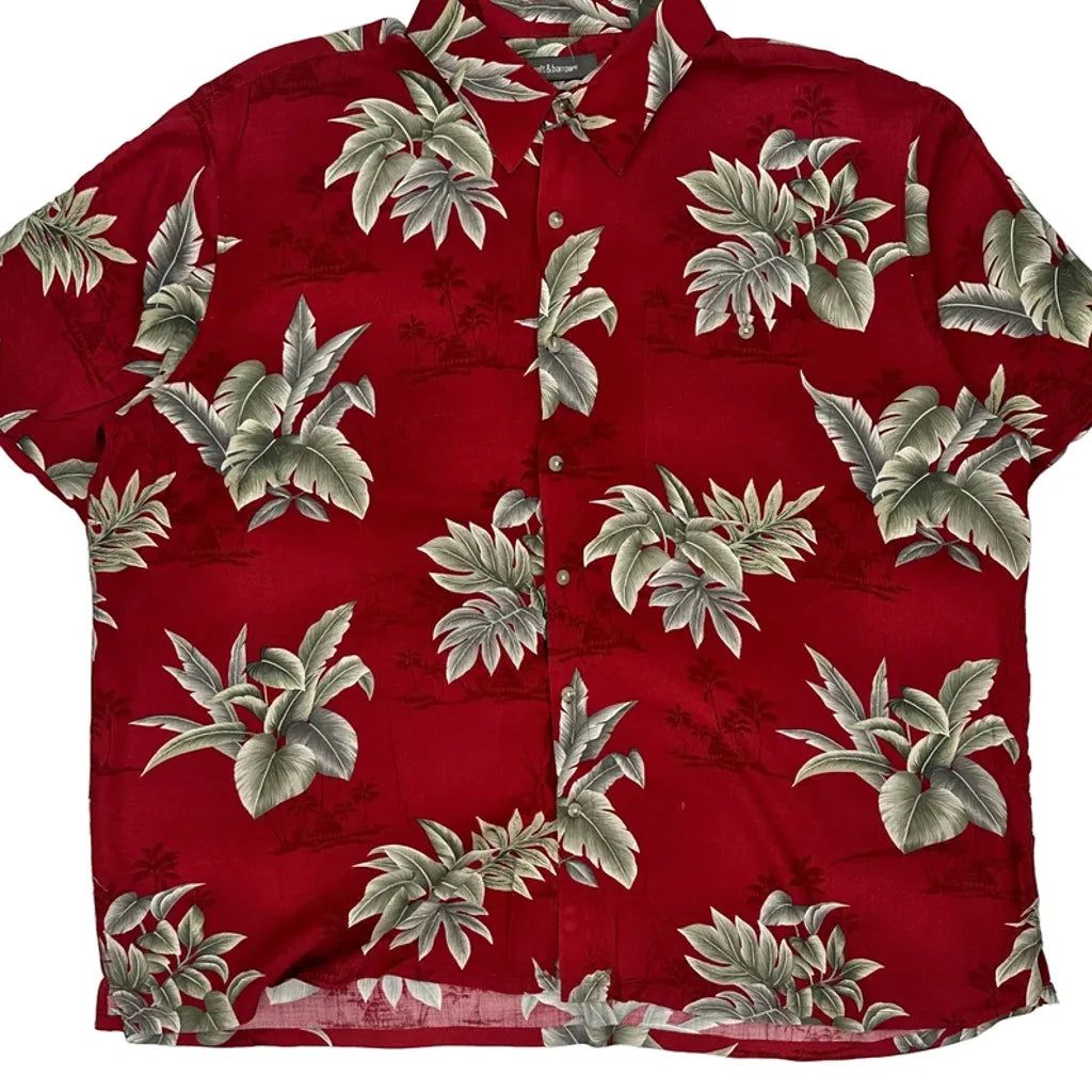 Croft & Barrow Floral Hawaiian Shirt - 2XL Red Cotton