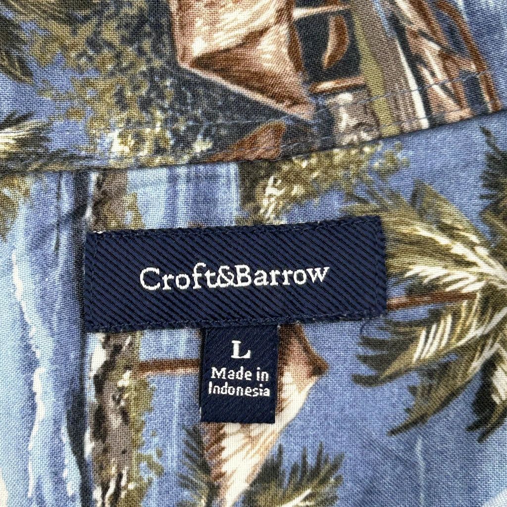 Croft & Barrow Hawaiian Shirt - Large Blue Cotton