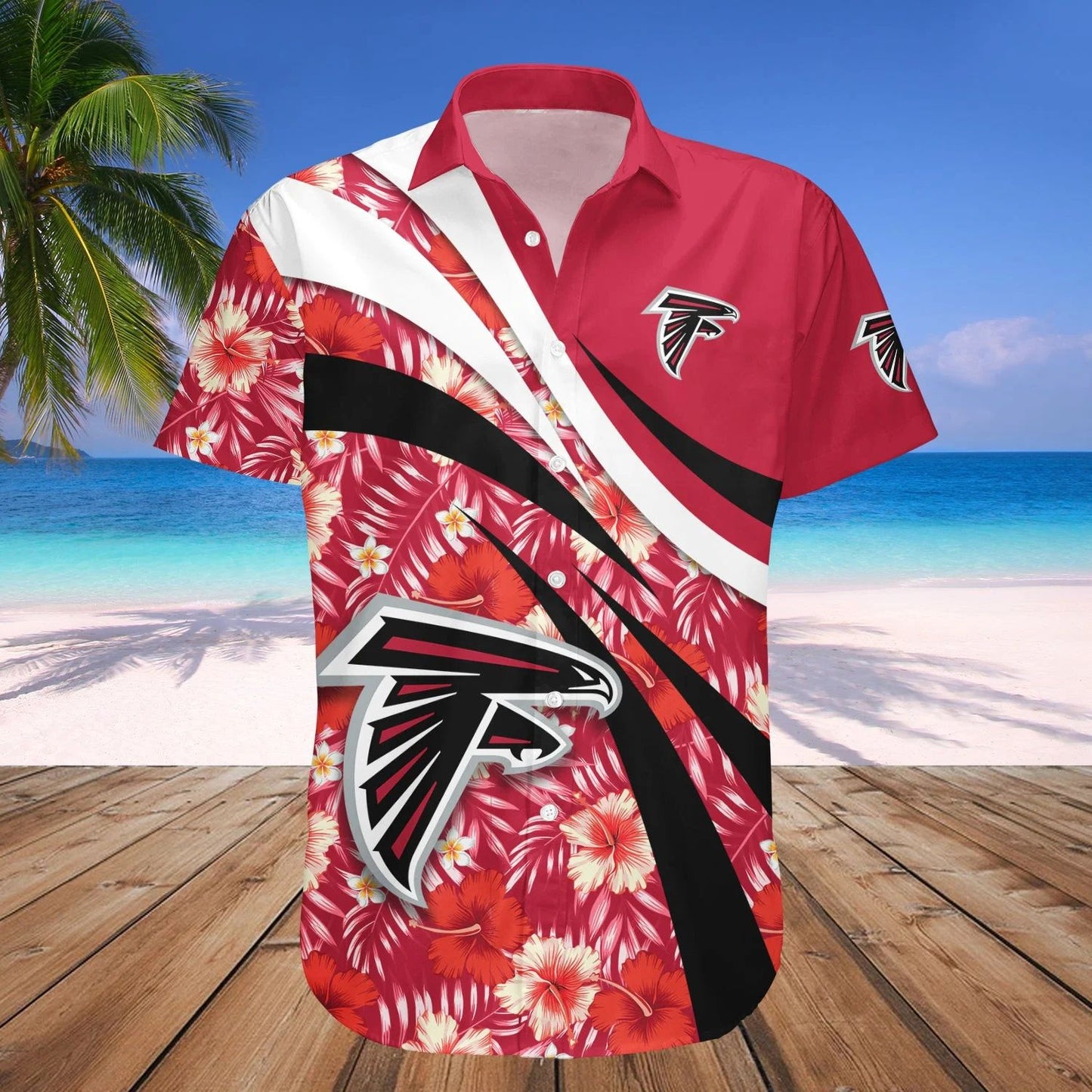 Atlanta Falcons Hawaiian Shirt Floral Wave Design 162914