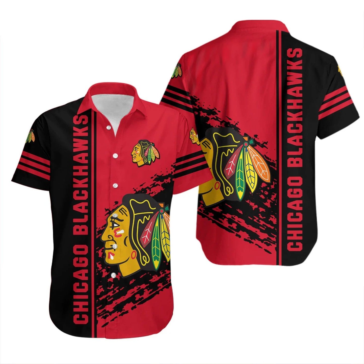 Chicago Blackhawks Hawaiian Shirt Urban Stripe 198148