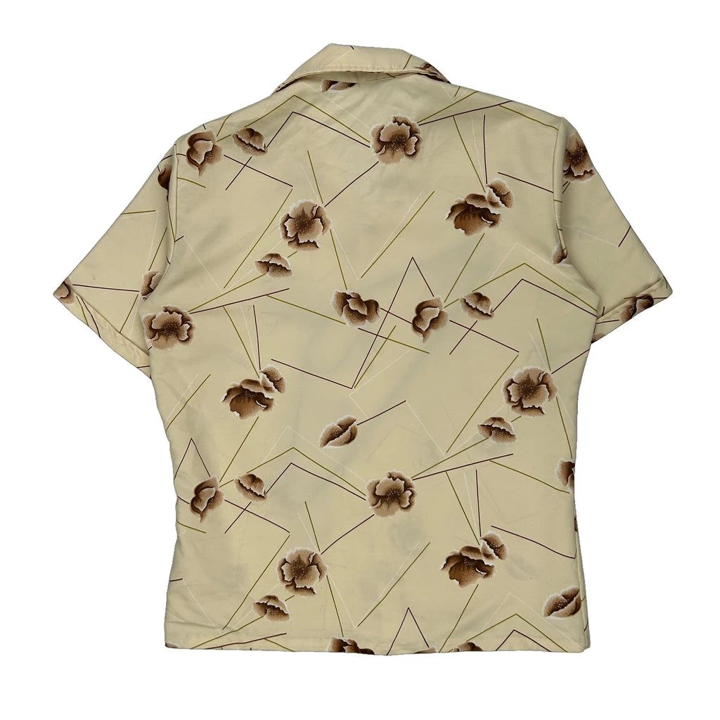 Triumph Floral Hawaiian Shirt - Medium Cream Polyester