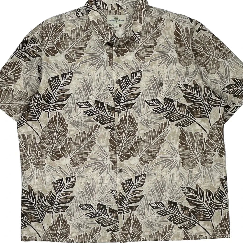 Island Shores Hawaiian Shirt - 2XL Beige Cotton