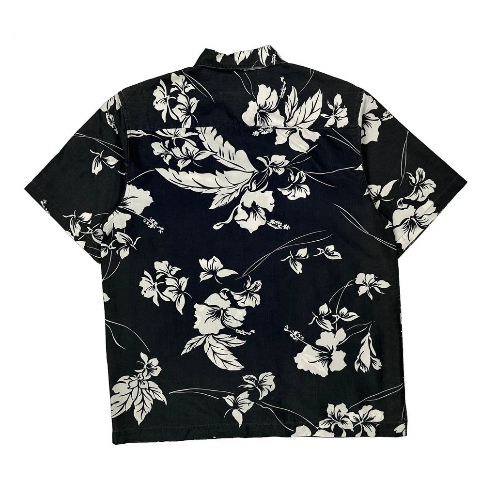 Hawaiian Boardriding Quiksilver Floral Hawaiian Shirt - Large Black Cotton