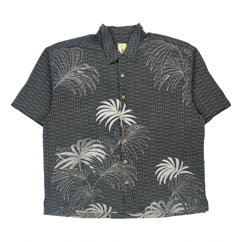 Jamaica Jaxx Floral Hawaiian Shirt - 2XL Grey Silk