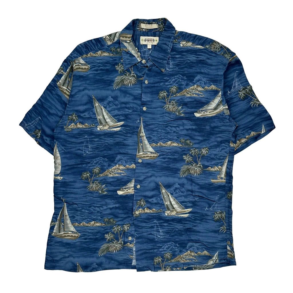 Campia Moda Hawaiian Shirt - Large Blue Viscose
