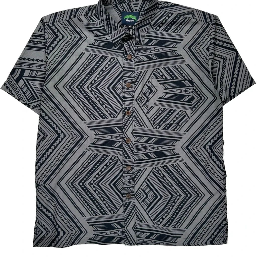 Eveni Hawaiian Shirt - XL Black Cotton