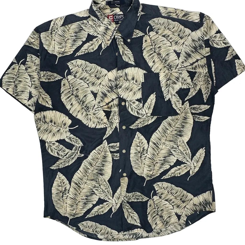 Chaps Ralph Lauren Hawaiian Shirt - Large Black Cotton