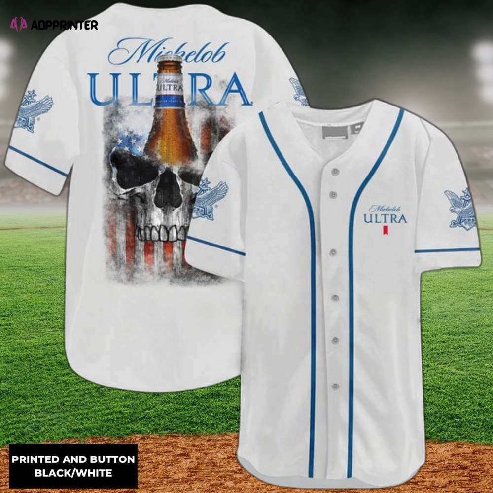 US Flag Black Skull Michelob ULTRA Baseball Jersey - Aopprinter