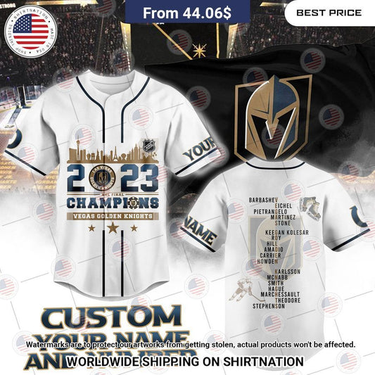 Vegas Golden Knights Stanley Cup Champions 2023 Custom White Baseball Jersey