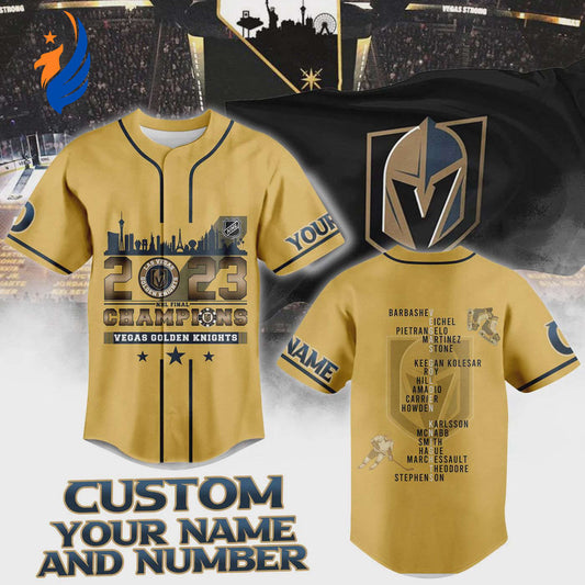 Vegas Golden Knights Stanley Cup Champions 2023 Gold Baseball Jersey - Bafud