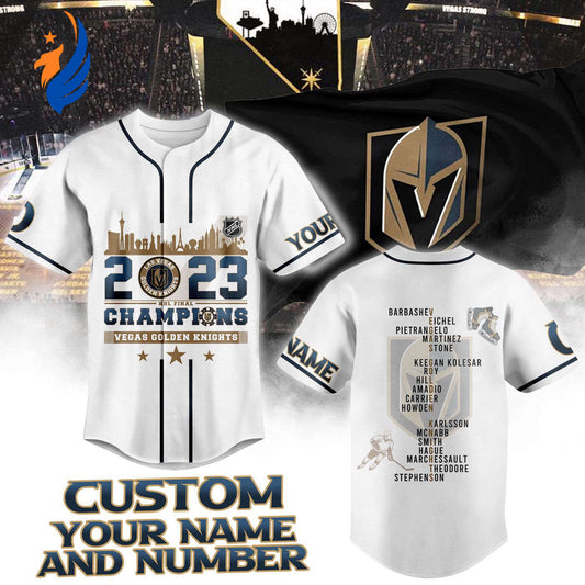 Vegas Golden Knights Stanley Cup Champions 2023 White Baseball Jersey - Bafud
