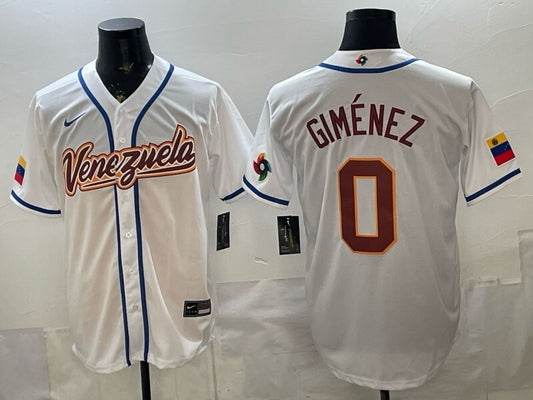 venezuela baseball #0 andrés giménez white 2026 world baseball classic 26 Adult Style 1