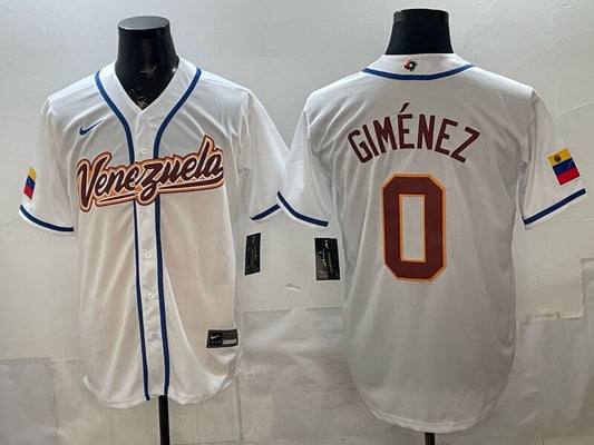venezuela baseball #0 andrés giménez white 2026 world baseball classic 26 Adult Style 2