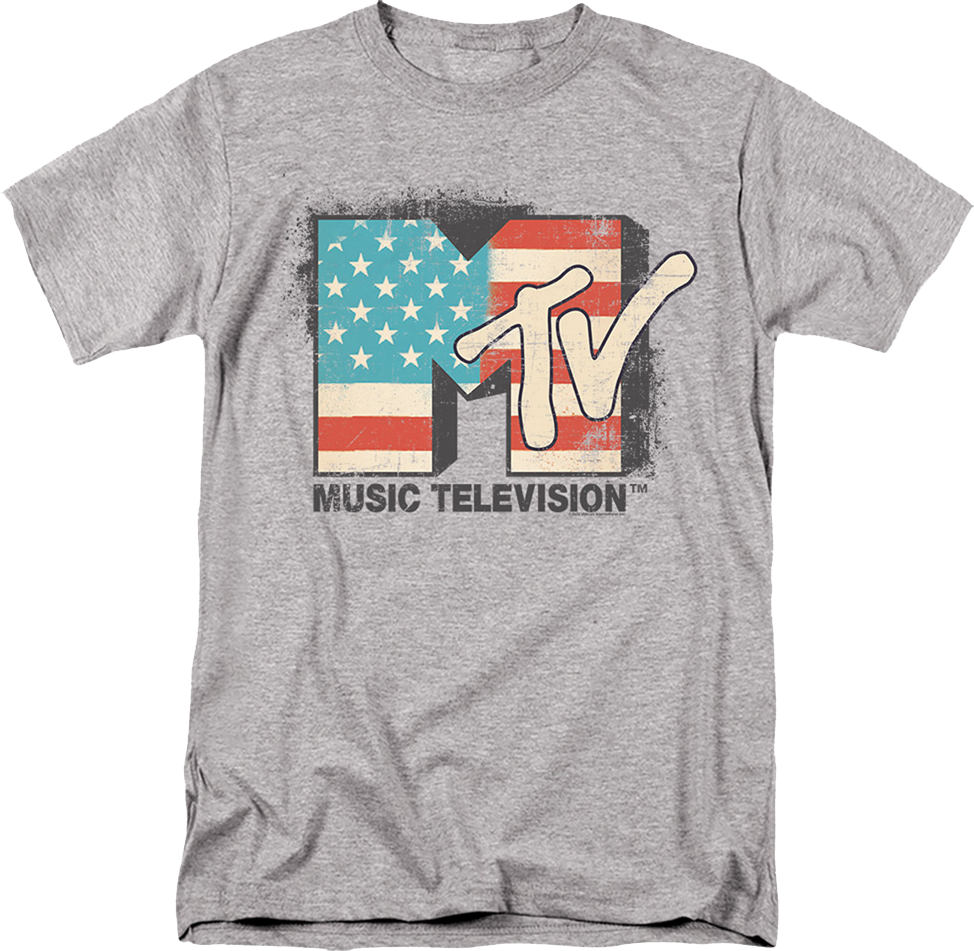 Vintage American Flag Logo MTV T-Shirt