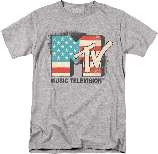 Vintage American Flag Logo MTV T-Shirt