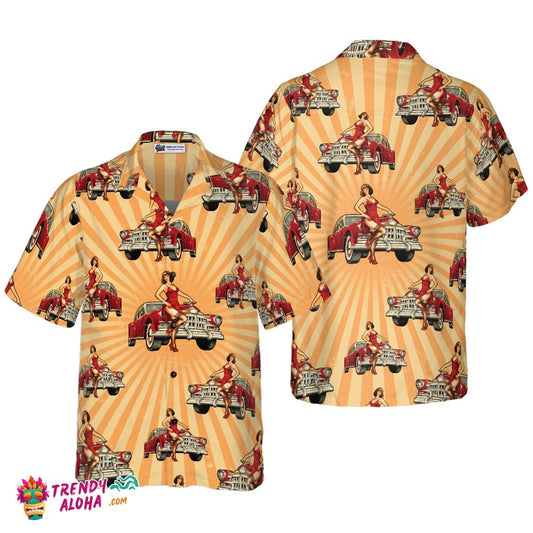 Vintage Car And Chick For Dinner Hawaiian Shirt