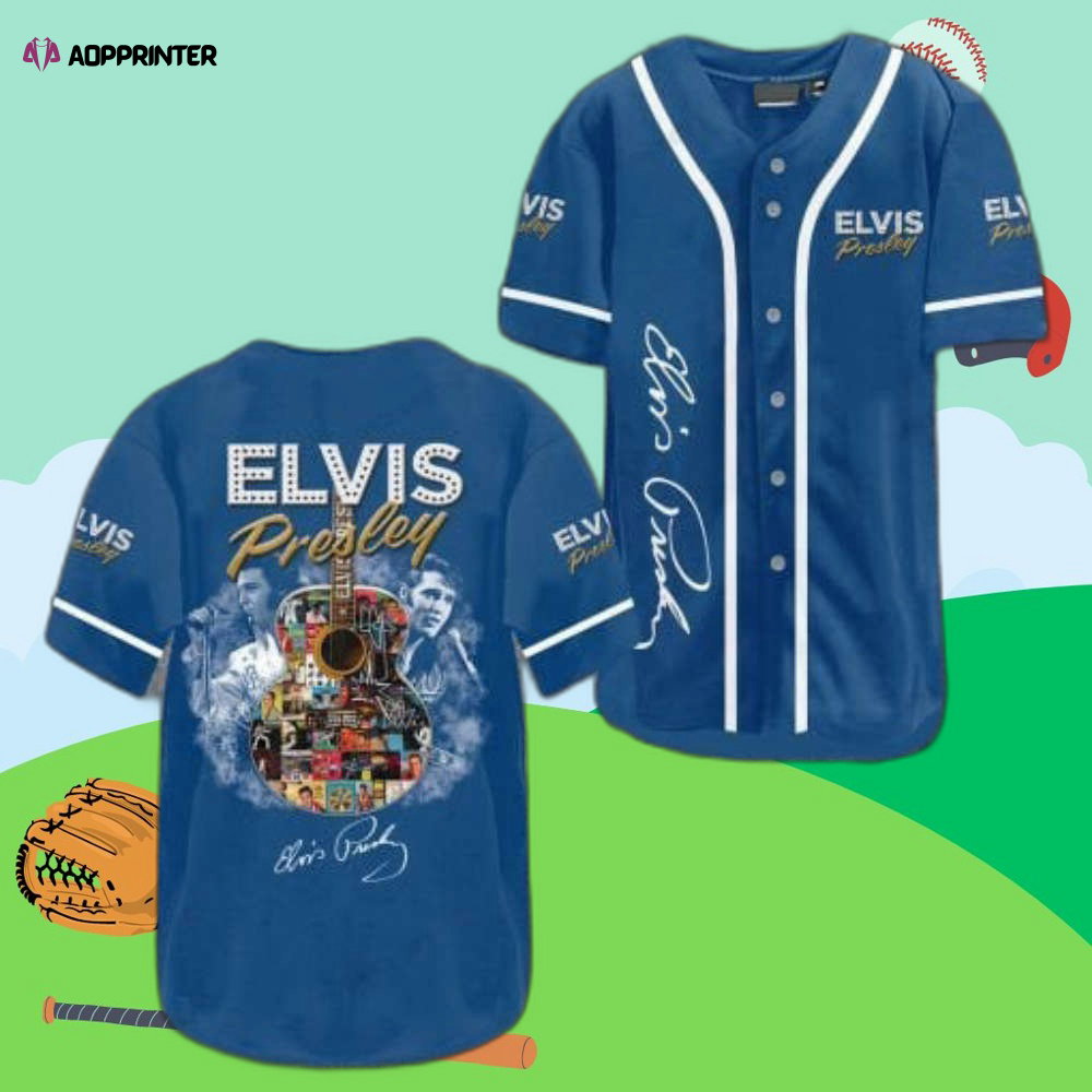 Vintage Elvis Presley Blue Black Baseball Jersey: Rock n Roll Memorabilia