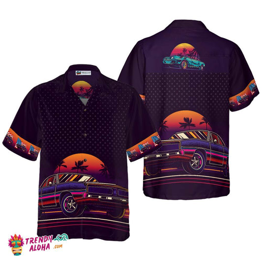 Vintage Neon Muscle Car Hawaiian Shirt