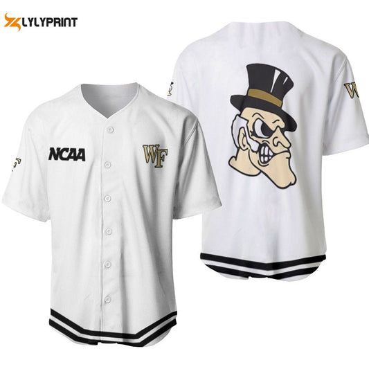 Wake Forest Demon Deacons Classic White With Mascot Gift For Wake Forest Demon Deacons Fans Baseball Jersey Gifts for Fans - lylyprint.com