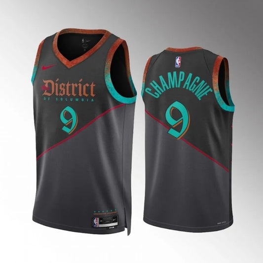 washington wizards #9 justin champagnie 2023-24 city edition black jersey