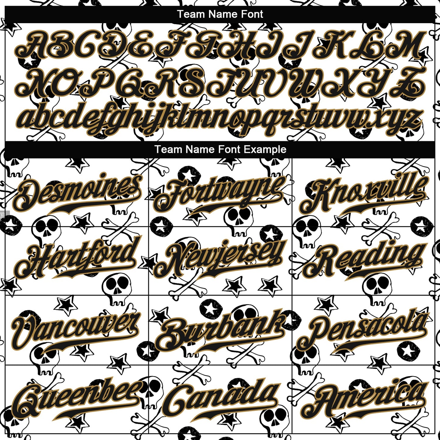 Custom White Black-Old Gold 3D Skull Fashion Authentic Baseball Jersey