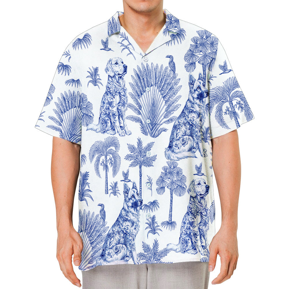 Toile Dog Pattern - Personalized Custom Hawaiian Shirt