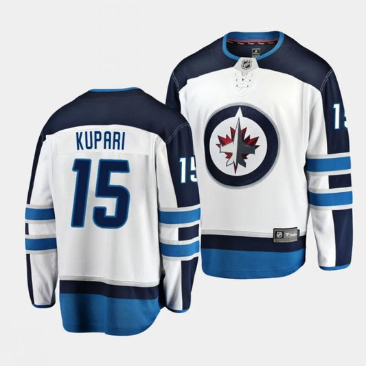 winnipeg jets #15 rasmus kupari away white breakaway player jersey
