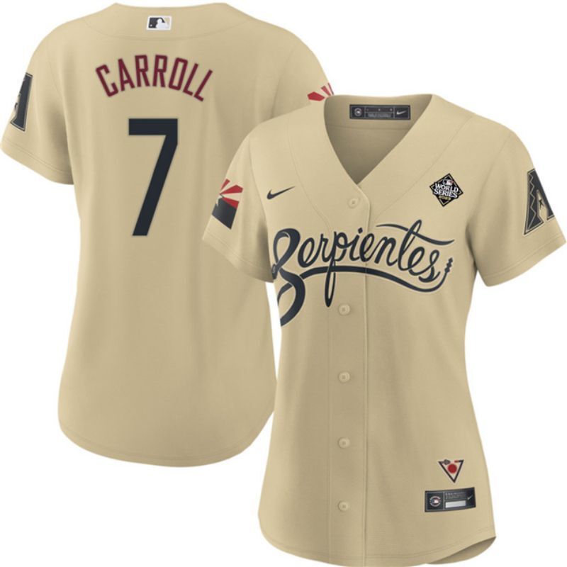 women arizona diamondbacks #7 corbin carroll gold 2023 world series city connect