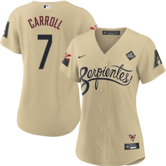women arizona diamondbacks #7 corbin carroll gold 2023 world series city connect