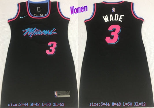 women miami heat #3 dwyane wade Heat 3 # Wade Black Red Women Dress Size s-xl