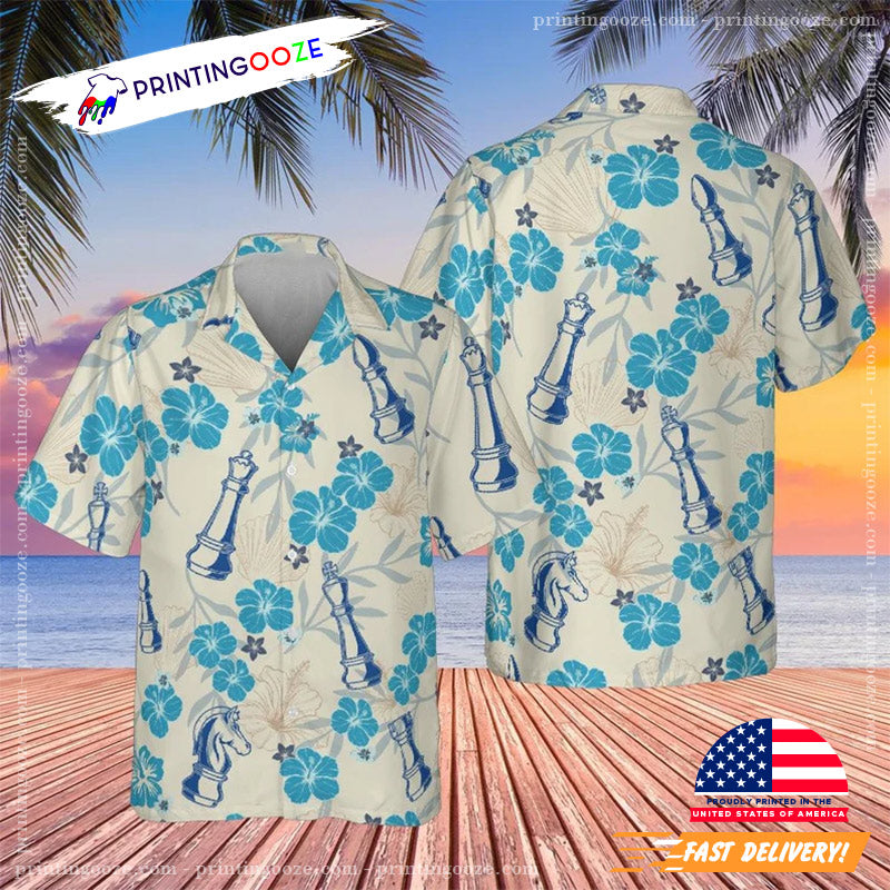 World Chess Day Flowers Pattern Hawaiian Shirt