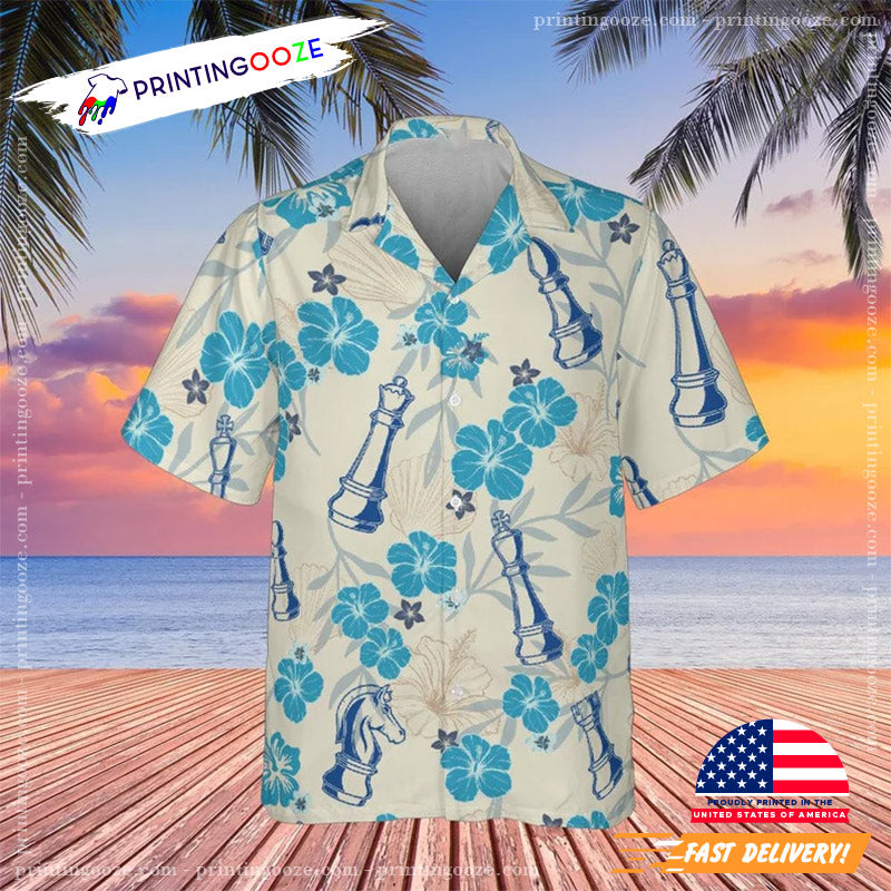 World Chess Day Flowers Pattern Hawaiian Shirt