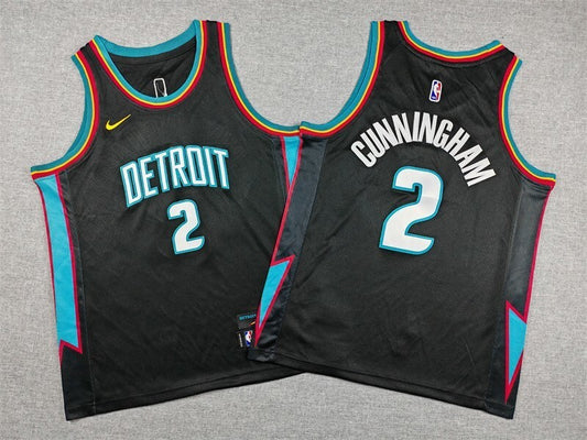 youth detroit pistons #2 cade cunningham Youth 26 Pistons 2 Black City Edition Style 3