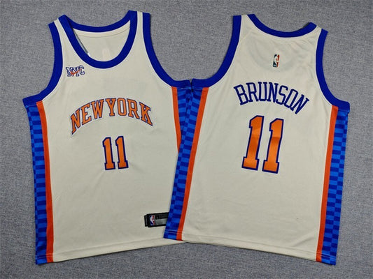 youth new yok knicks #11 jalen brunson Youth 26 Knicks 11 Off-White City Edition Style 3